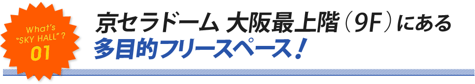 What’s  “SKY HALL”? 01 京セラドーム 大阪最上階（9F）にある 多目的フリースペース！..