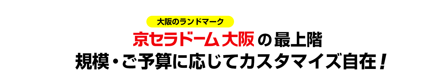 大阪のランドマーク 京セラドーム大阪の最上階　規模・ご予算に応じてカスタマイズ自在！